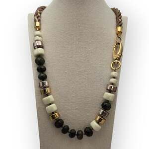 Black, Cream & Metallic Beaded Modern Chic